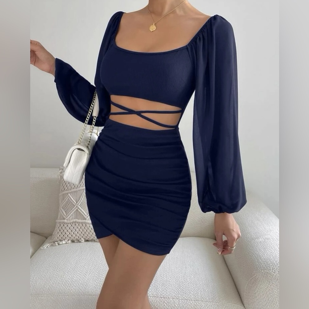 Navy Blue Crisscross Dress